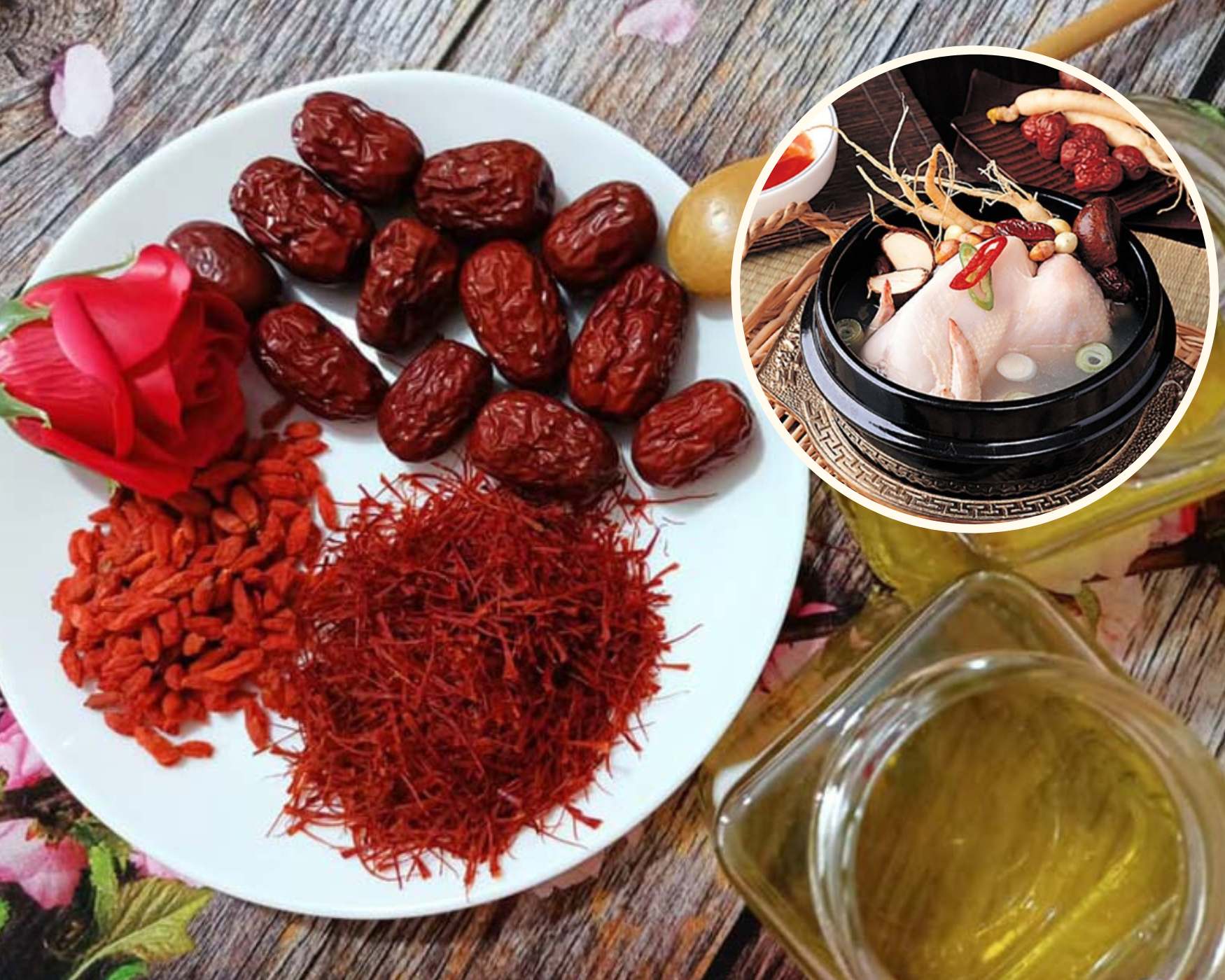 Gà hầm táo đỏ, nấm hương