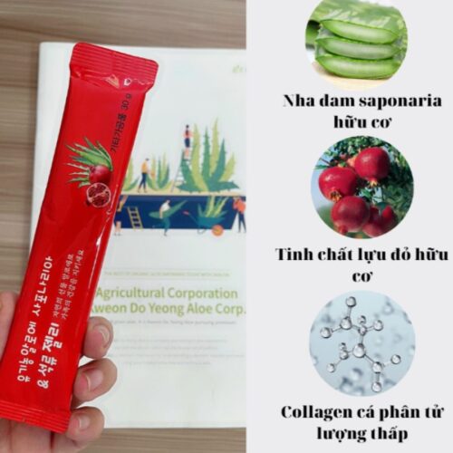 Thạch collagen nha đam Saponaria lựu đỏ hữu cơ KDY Aloe